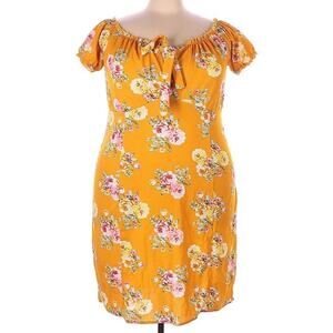 Womens NWT Rebdolls Floral Neck Tie Detail Midi A Line Dress Plus Size 3X EUC